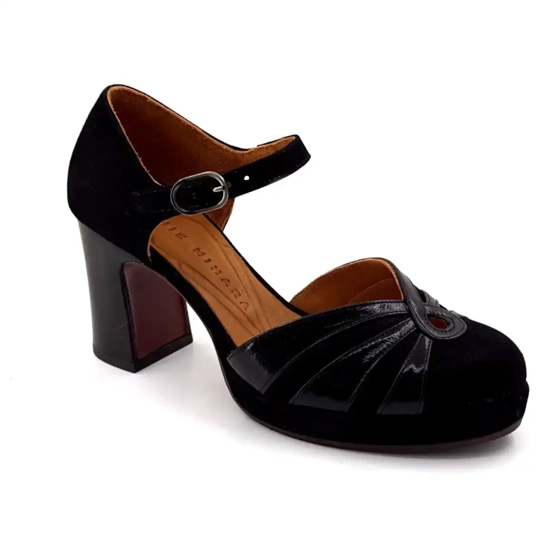 Chie Mihara Devi-C Couro Preto Ivoire Chaussures