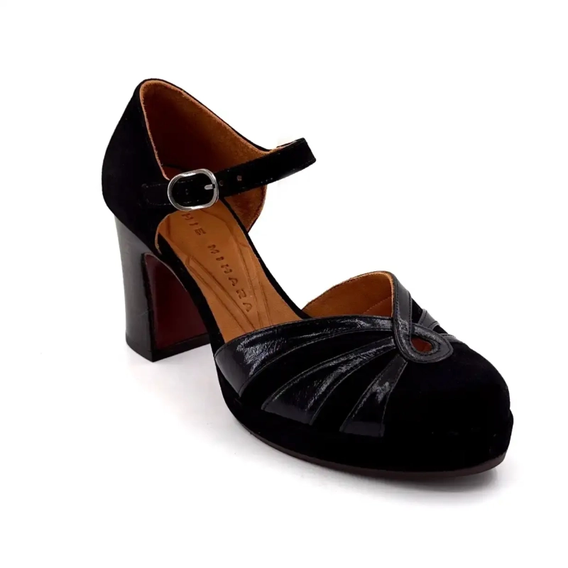 Chie Mihara Devi-C fekete bőr Ivoire Chaussures