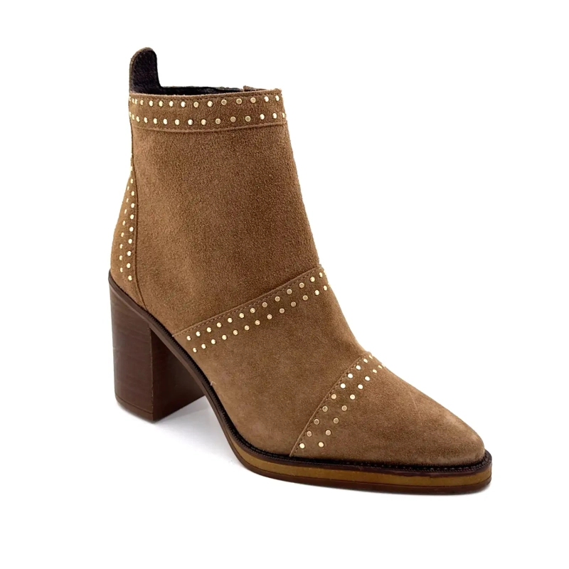 Alpe 5449-11 Taupe semsket skinn med nagler Ivoire Chaussures