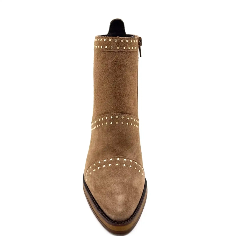 Alpe 5449-11 Daim Taupe à Clous Ivoire Chaussures