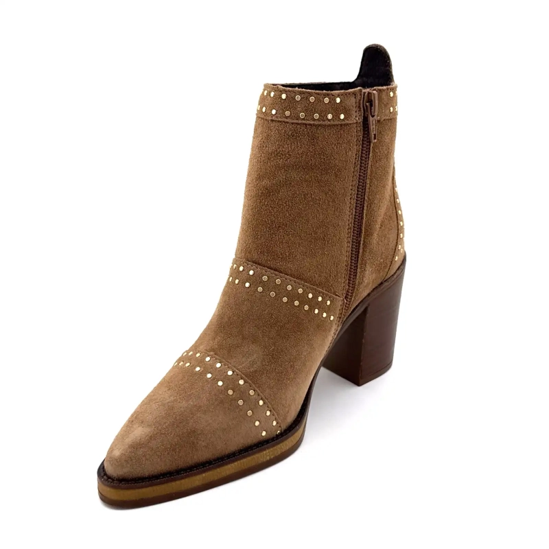 Alpe 5449-11 Taupe semsket skinn med nagler Ivoire Chaussures