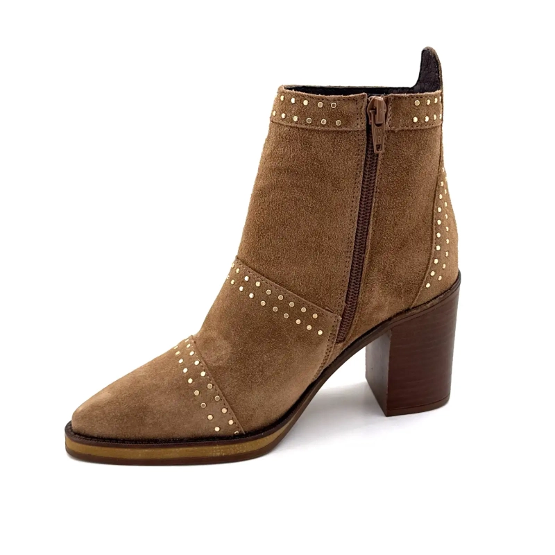 Alpe 5449-11 Taupe semsket skinn med nagler Ivoire Chaussures