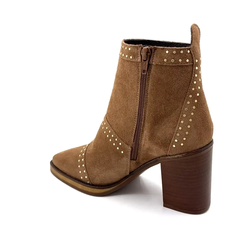 Alpe 5449-11 Taupe semsket skinn med nagler Ivoire Chaussures