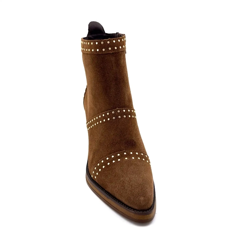 Alpe 5449-11 Daim Marron à Clous Ivoire Chaussures