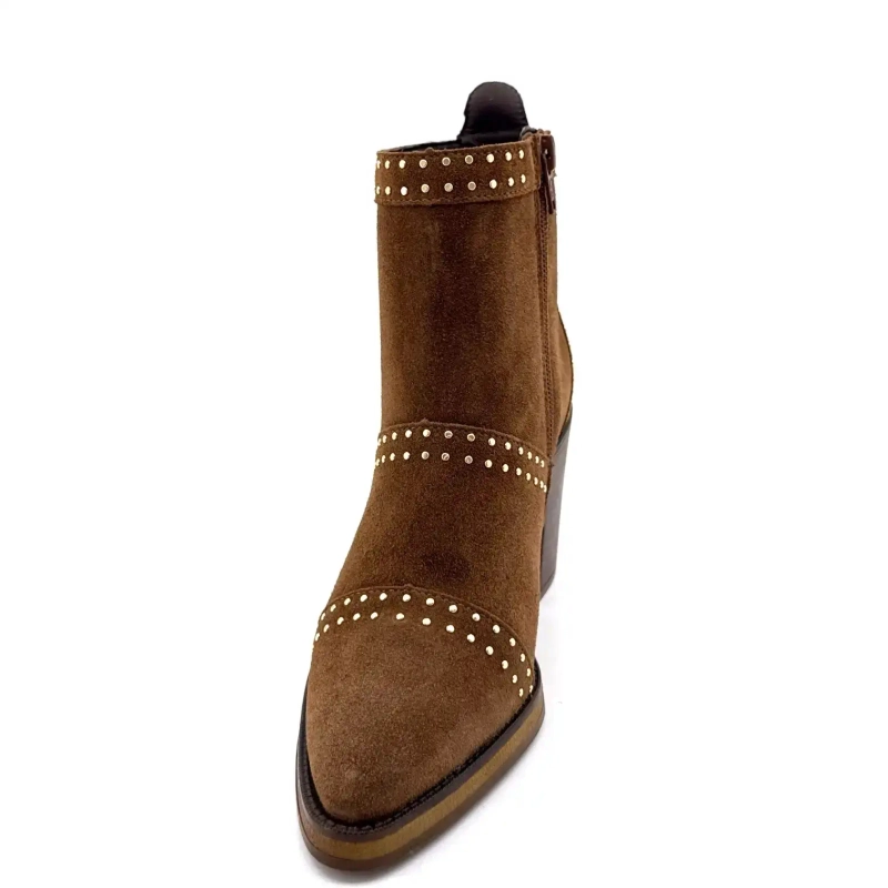 Alpe 5449-11 Studded Brown Suede Ivoire Chaussures