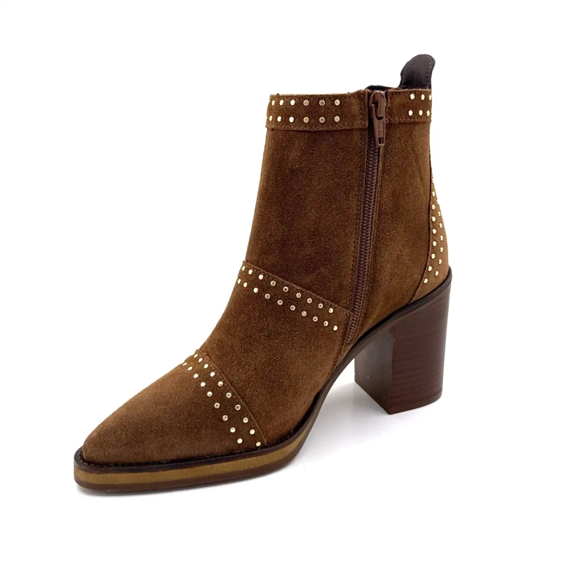 Alpe 5449-11 Nittede Brune Ruskind Ivoire Chaussures