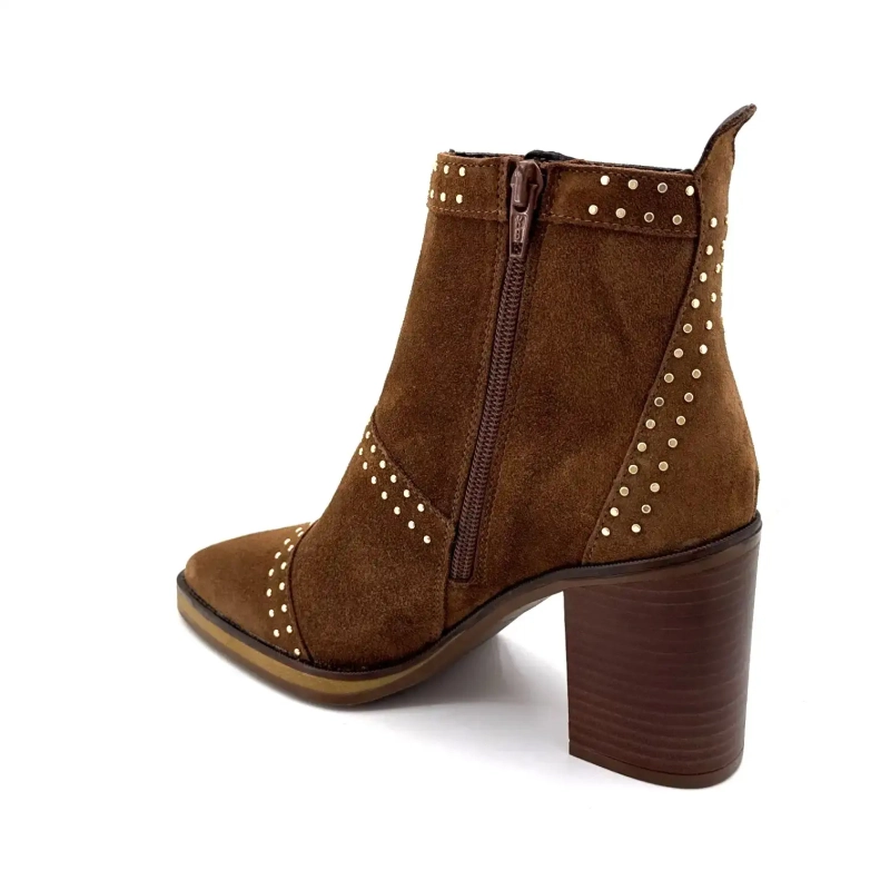 Alpe 5449-11 Brązowy zamsz z ćwiekami Ivoire Chaussures