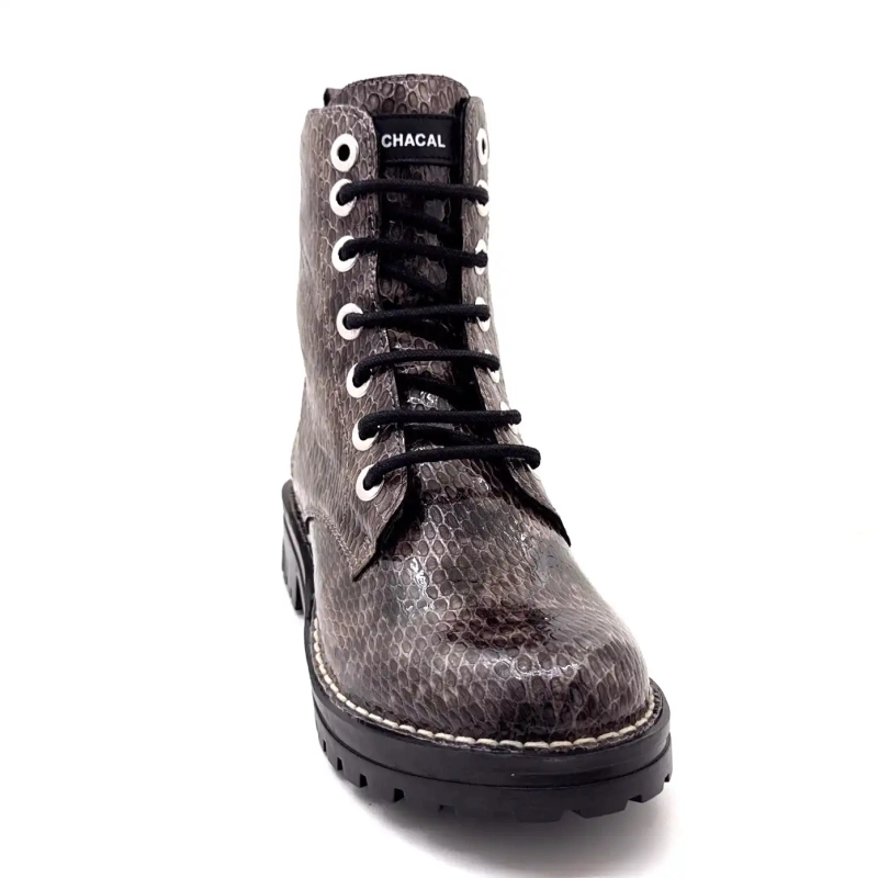 Chacal 7240 Couro Envernizado Rept Cinza Estampado Ivoire Chaussures