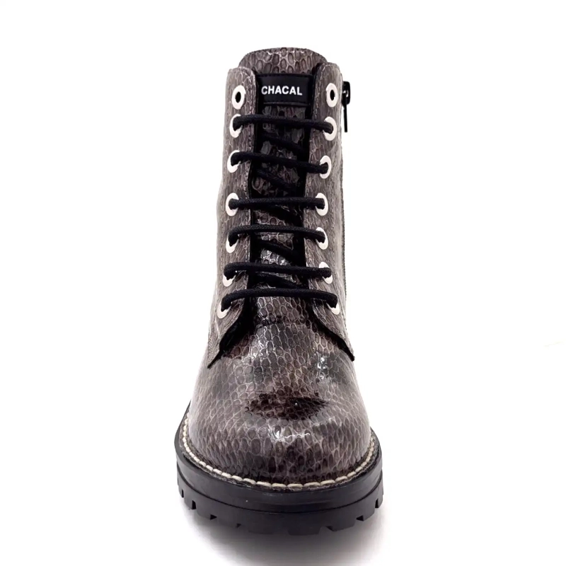 Chacal 7240 Couro Envernizado Rept Cinza Estampado Ivoire Chaussures