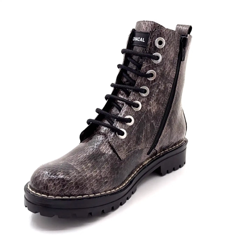 Piele lăcuită Chacal 7240 Rept Gri Imprimeu Ivoire Chaussures