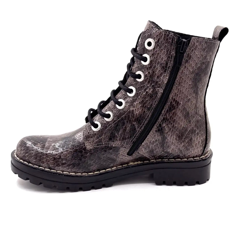 Chacal 7240 Cuir Vernis Imprimé Rept Gris Ivoire Chaussures