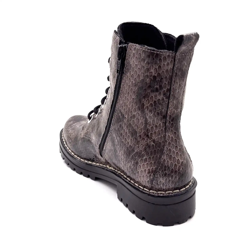 Chacal 7240 Cuir Vernis Imprimé Rept Gris Ivoire Chaussures