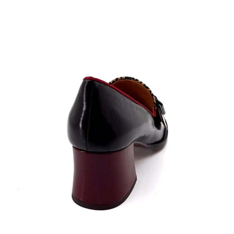 Chie Mihara Teisin 47 - Zapatos de charol estampados en negro y burdeos Ivoire Chaussures