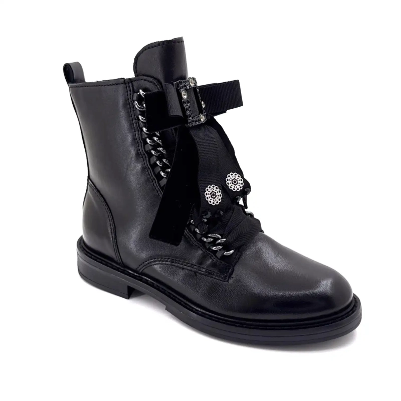 Mjus T81204 102 Cuir Noir Bijoux Ivoire Chaussures