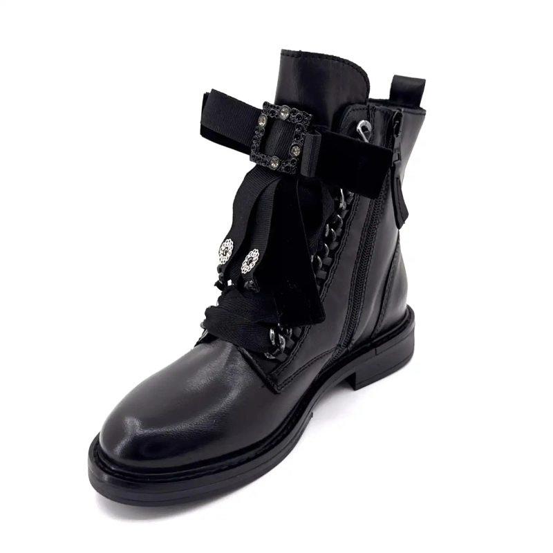 Mjus T81204 102 Cuir Noir Bijoux Ivoire Chaussures