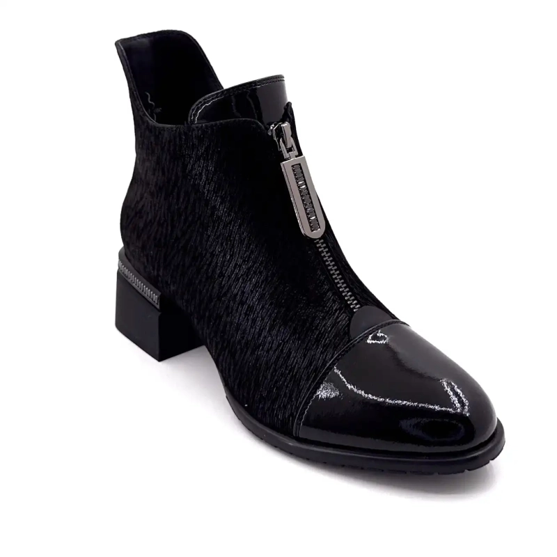 Metamorfose Vanina Black Suede Leather Ivoire Chaussures