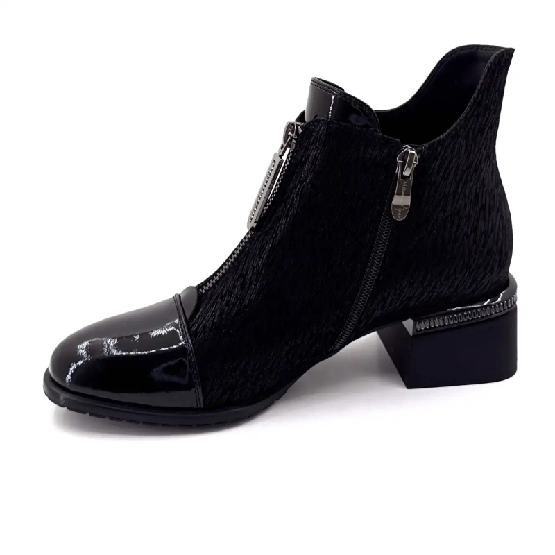 Metamorfose Vanina Black Suede Leather Ivoire Chaussures