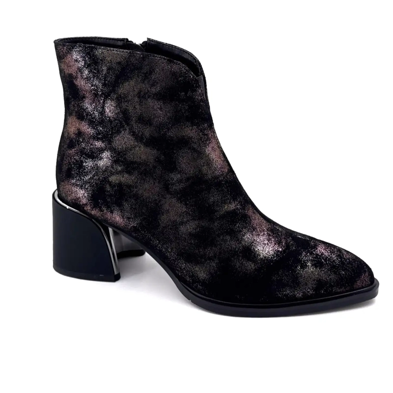 Metamorphose Vahe Couro Camurça Preto Bronze Ivoire Chaussures