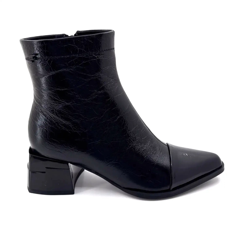 Métamorfose Valoreille Cuir Craquelé Noir Ivoire Chaussures