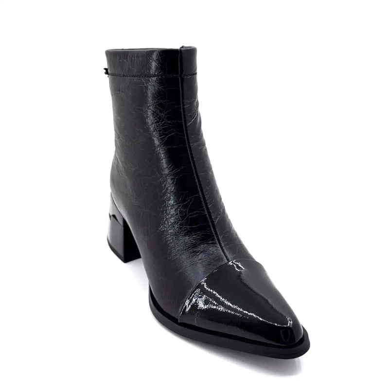 Métamorfose Valoreille Cuir Craquelé Noir Ivoire Chaussures