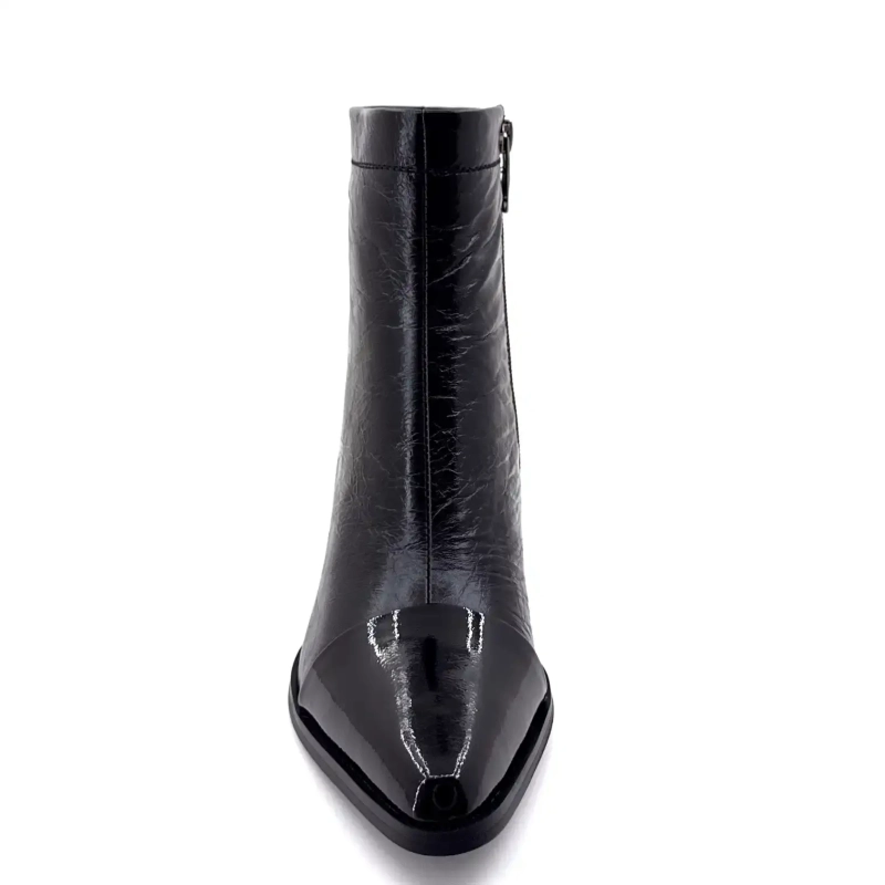 Métamorfose Valoreille Cuir Craquelé Noir Ivoire Chaussures