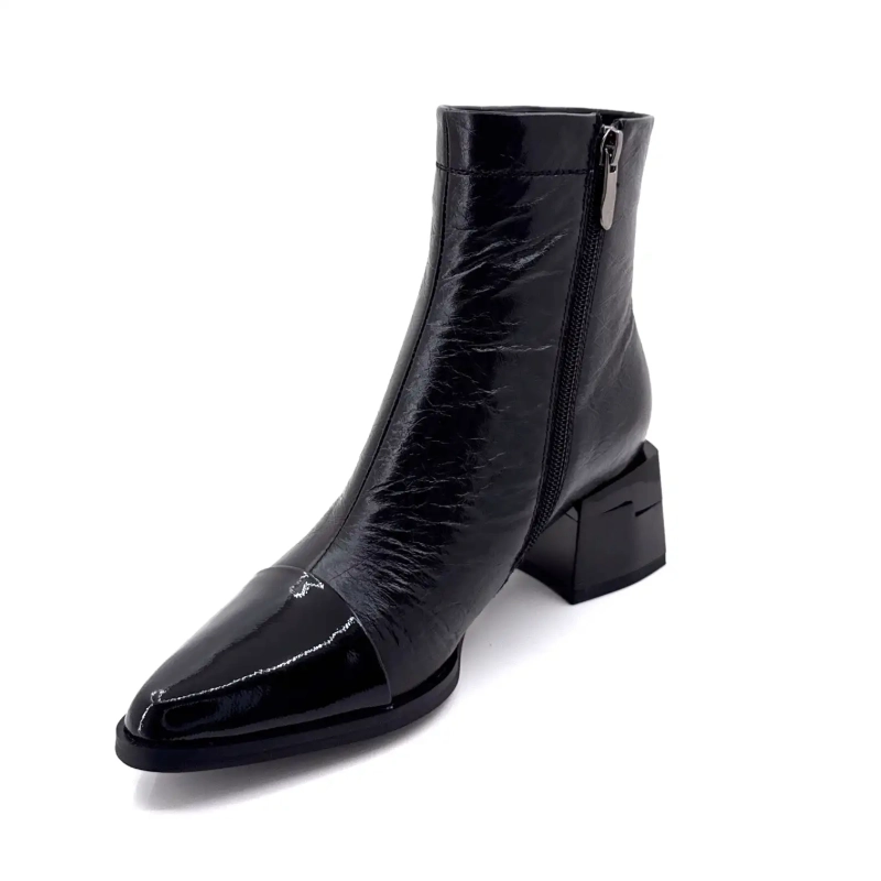 Métamorfose Valoreille Cuir Craquelé Noir Ivoire Chaussures