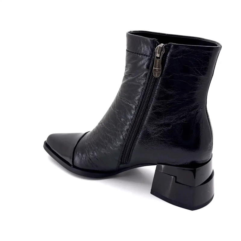 Métamorfose Valoreille Cuir Craquelé Noir Ivoire Chaussures