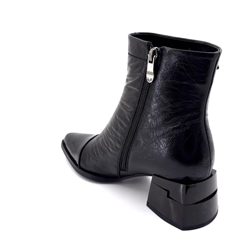 Métamorfose Valoreille Cuir Craquelé Noir Ivoire Chaussures