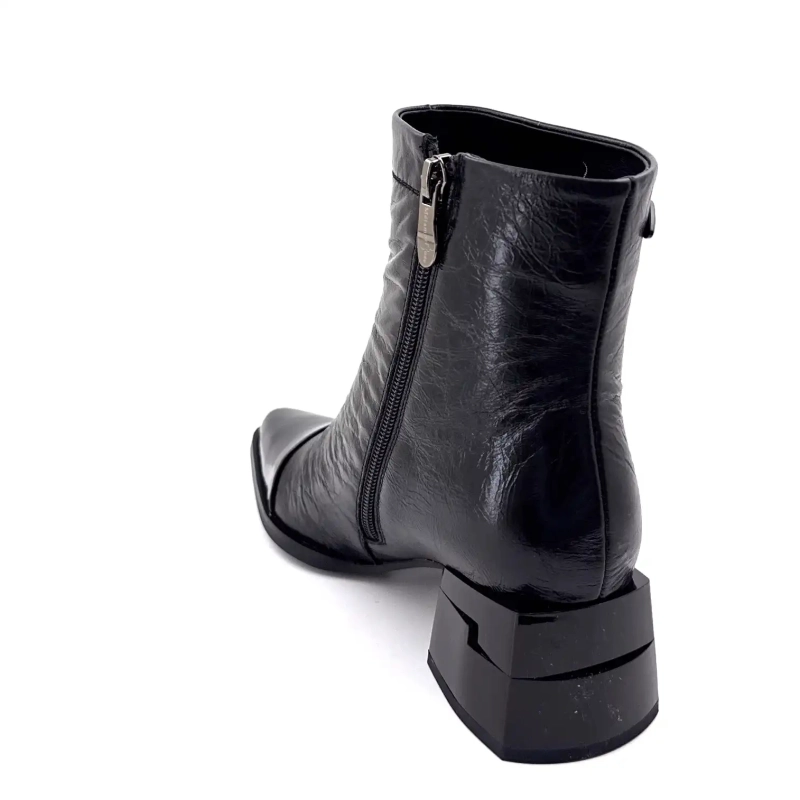 Métamorfose Valoreille Cuir Craquelé Noir Ivoire Chaussures