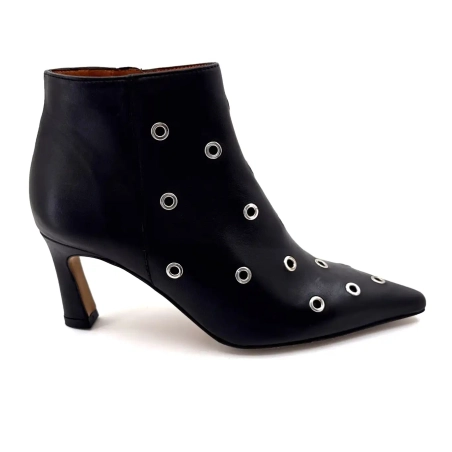 Angel Alarcon 25558 Black Leather Ivoire Chaussures