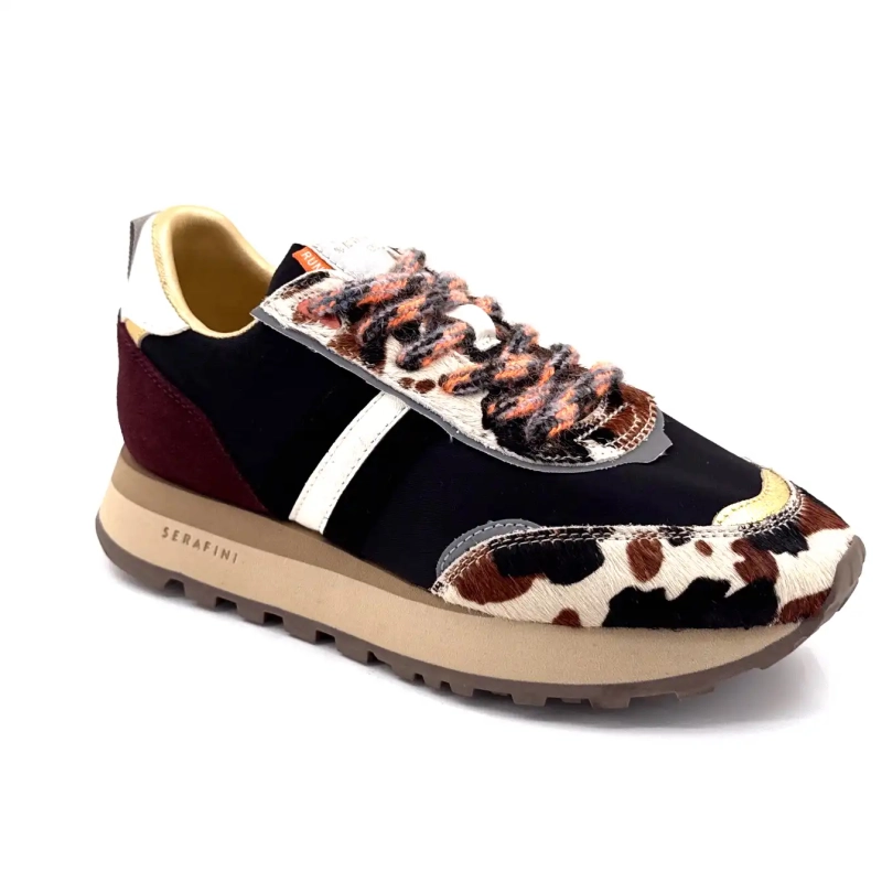 Serafini Tor 02 Suede Bordeaux Textiel Zwart Veulen Koe Ivoire Chaussures