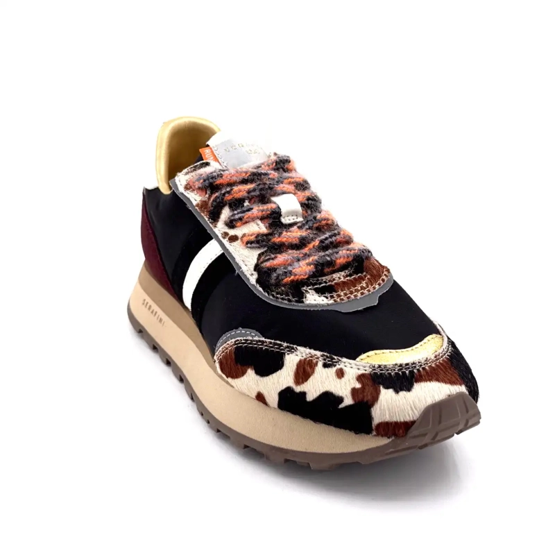 Serafini Tor 02 Suede Bordeaux Textile Black Foal Cow Ivoire Chaussures