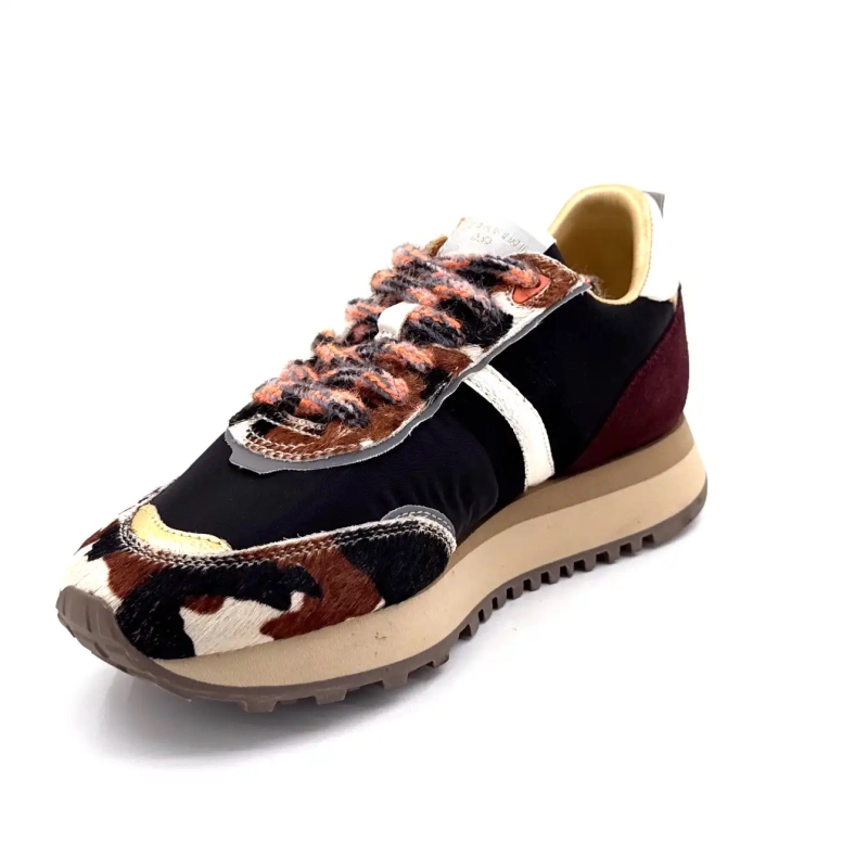 Serafini Tor 02 Wildleder Bordeaux Textil Schwarz Fohlen Kuh Ivoire Chaussures