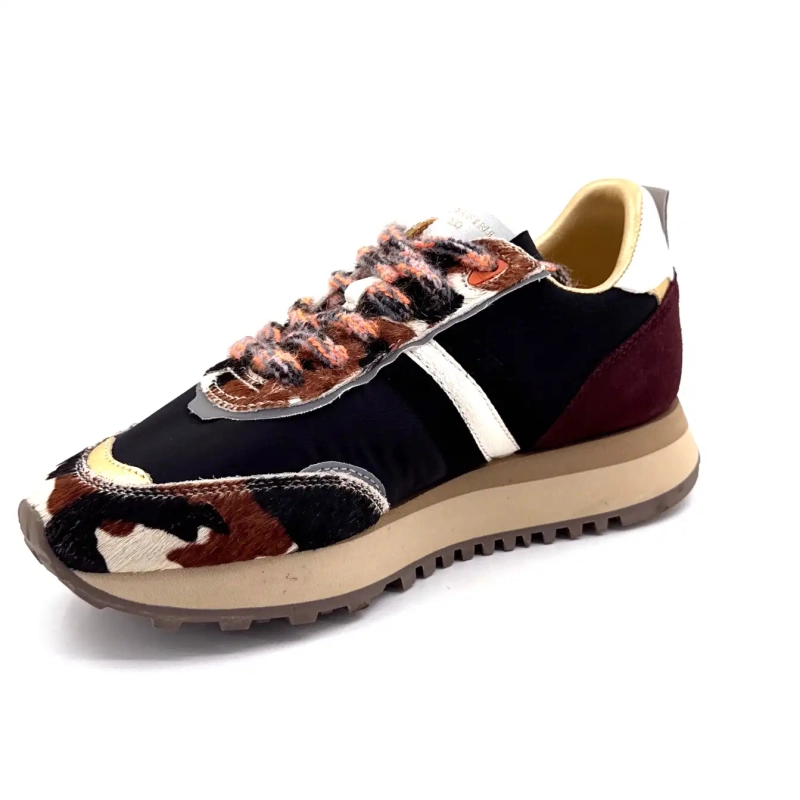 Serafini Tor 02 Mocka Bordeaux Textil Svart Föl Ko Ivoire Chaussures