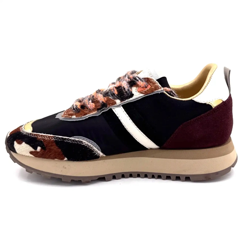Serafini Tor 02 Zamsz Bordeaux Tekstylia Czarny Foal Cow Ivoire Chaussures