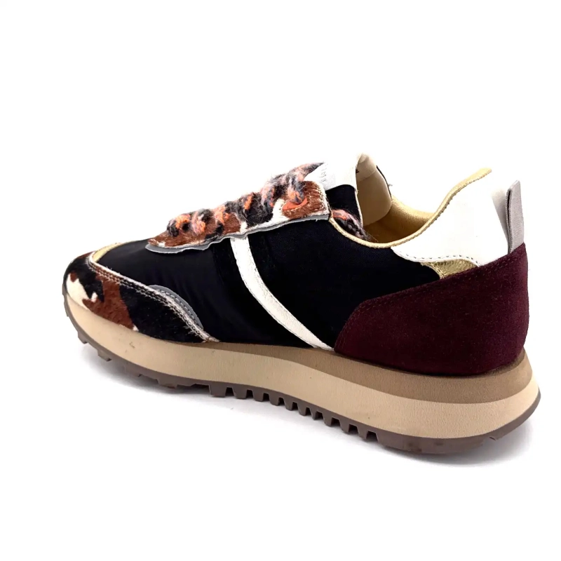 Serafini Tor 02 Zamsz Bordeaux Tekstylia Czarny Foal Cow Ivoire Chaussures