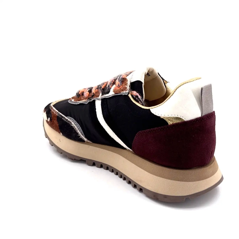 Serafini Tor 02 Suede Bordeaux Textil Negru Mânz Vacă Ivoire Chaussures