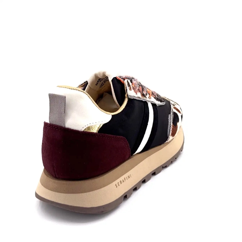 Serafini Tor 02 Mocka Bordeaux Textil Svart Föl Ko Ivoire Chaussures