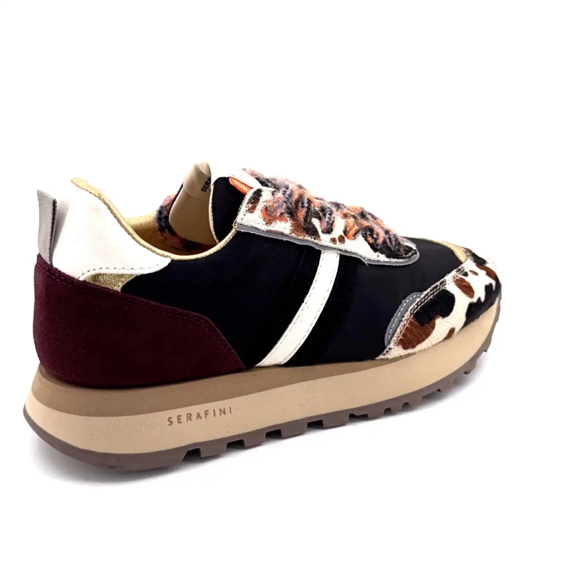 Serafini Tor 02 Suede Bordeaux Textile Black Foal Cow Ivoire Chaussures