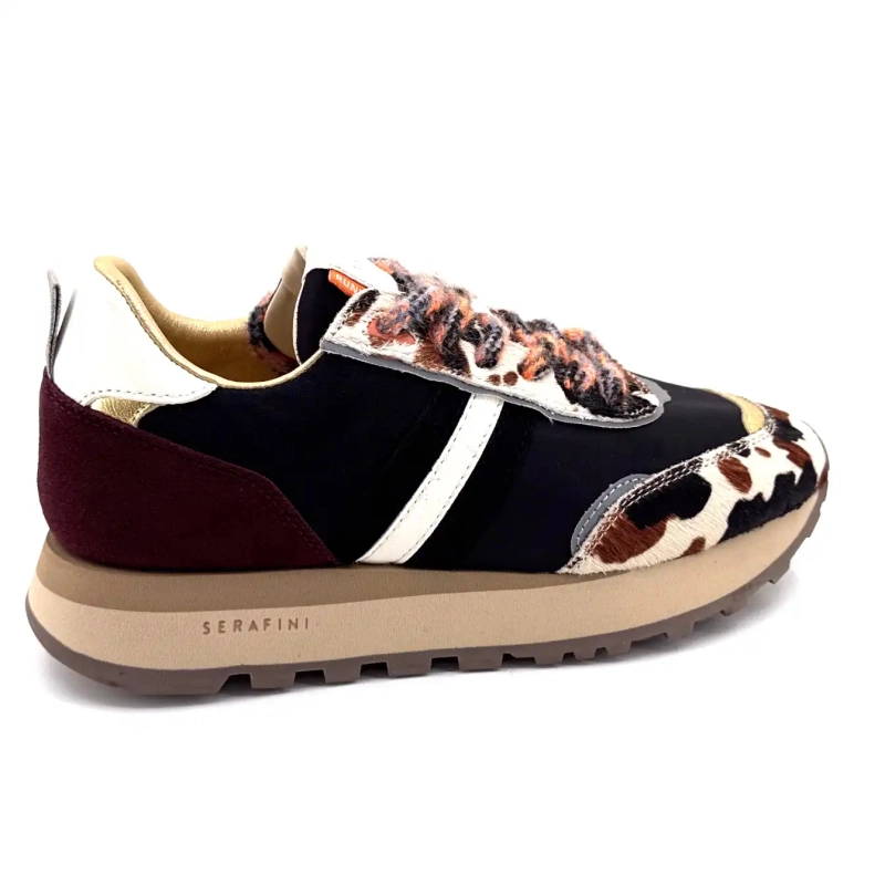 Serafini Tor 02 Camurça Bordeaux Têxtil Preto Potro Vaca Ivoire Chaussures