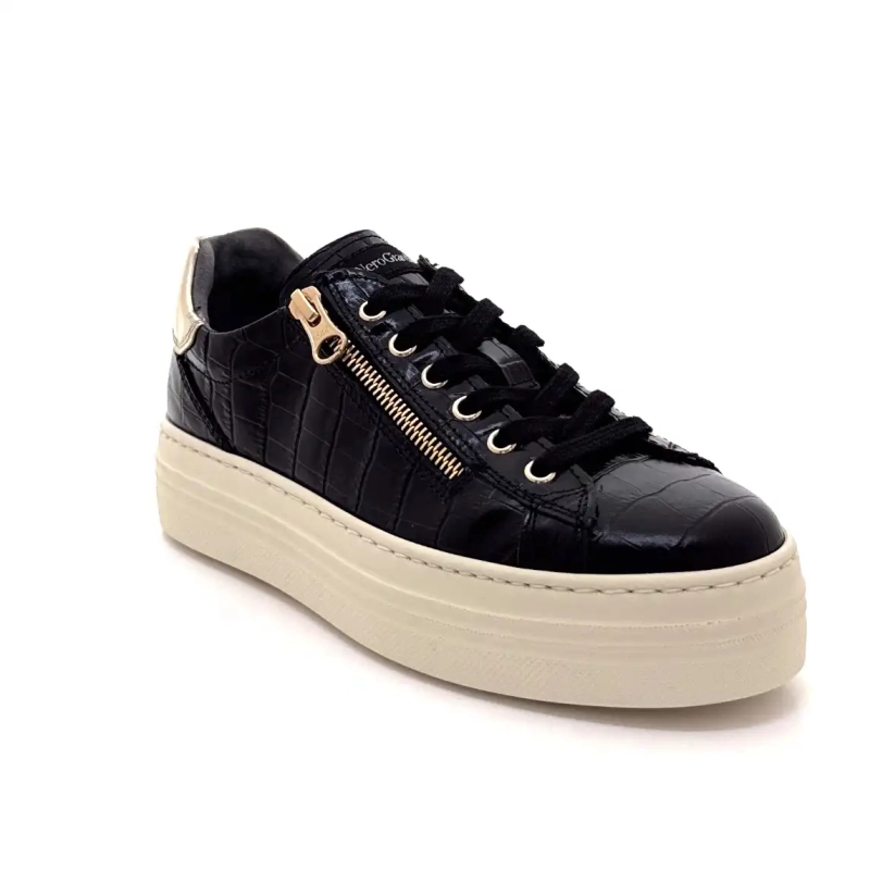 Nero Giardini 14186 D 100 Svart Coco Läder Ivoire Chaussures