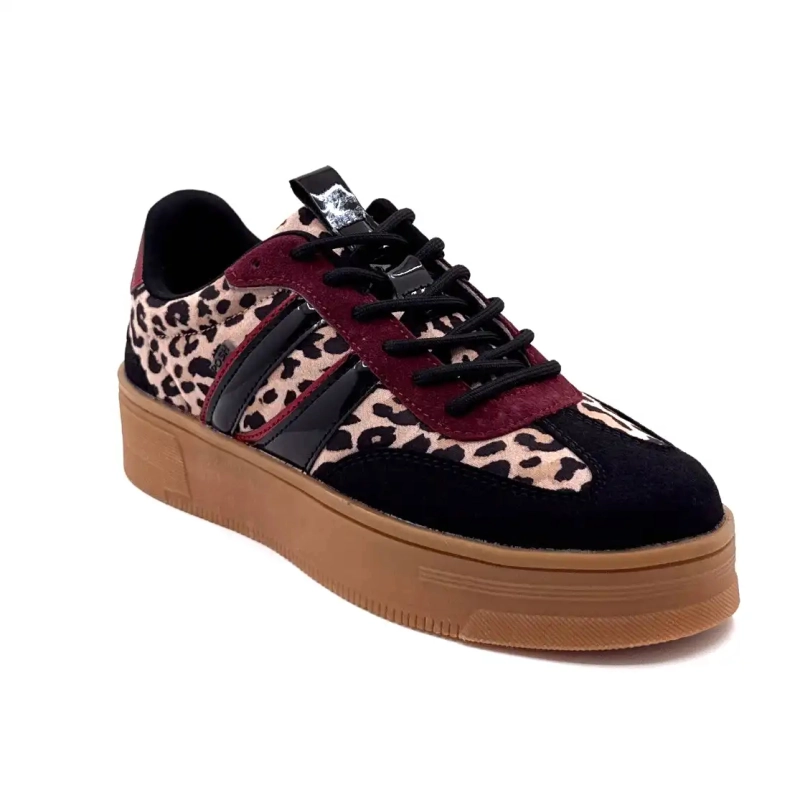 Posh 1152148 Psh3 Lily Leo Black & Burgundy Ivoire Chaussures