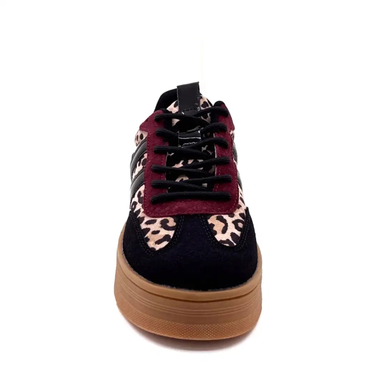 Posh 1152148 Psh3 Lily Leo Nero e Borgogna Ivoire Chaussures