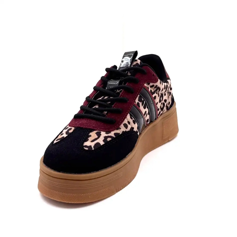 Posh 1152148 Psh3 Lily Leo Nero e Borgogna Ivoire Chaussures