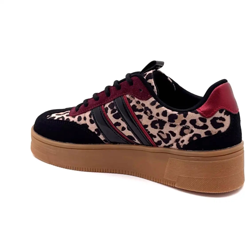 Posh 1152148 Psh3 Lily Leo Preto e Borgonha Ivoire Chaussures