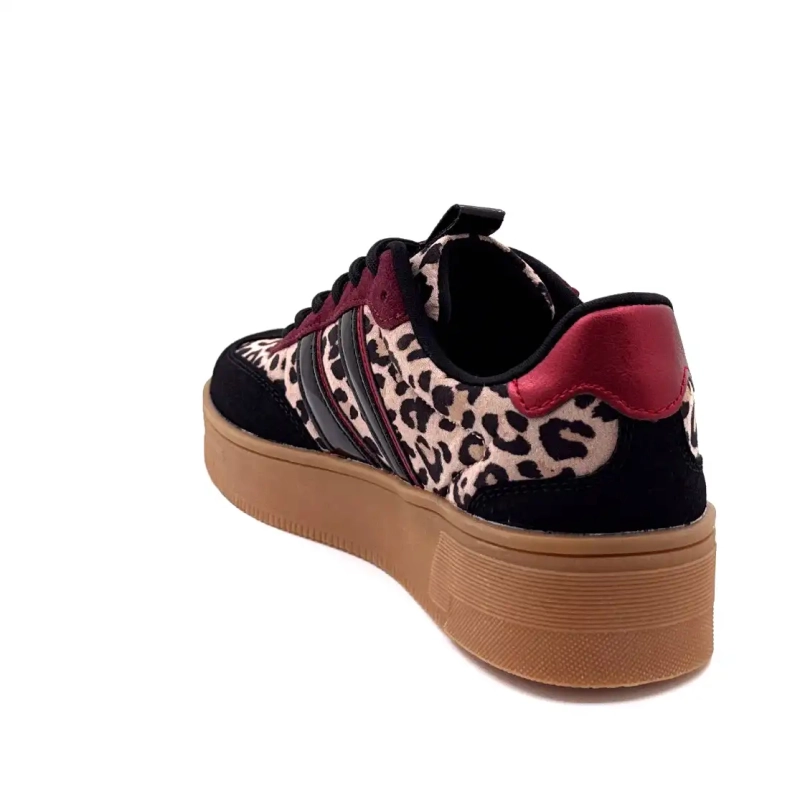 Posh 1152148 Psh3 Lily Leo Μαύρο & Μπορντό Ivoire Chaussures