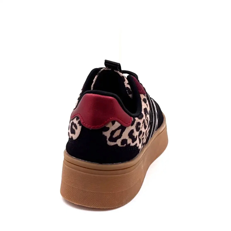 Posh 1152148 Psh3 Lily Leo Μαύρο & Μπορντό Ivoire Chaussures