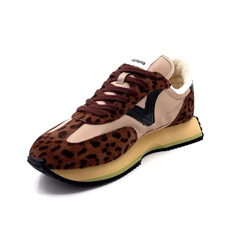 Victoria 1134116 Λεοπάρ Σουέτ Καφέ Υφασμάτινο Μπεζ Ivoire Chaussures