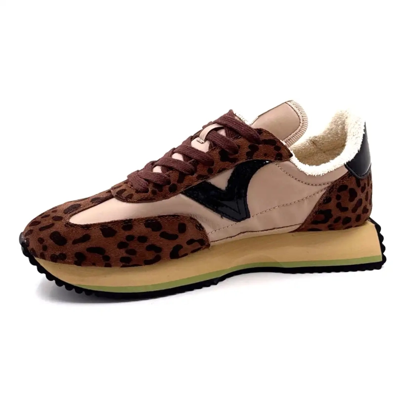 Victoria 1134116 Zamsz w panterkę Brązowy Tekstylny Beżowy Ivoire Chaussures