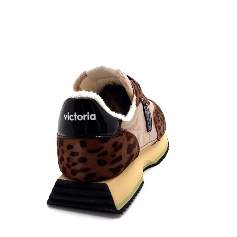 Victoria 1134116 Leopardo Camurça Marrom Têxtil Bege Ivoire Chaussures